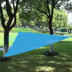 야외 수영장 그늘막 UV차단 삼각 3M 하늘색 타프 차양막 옥상 낚시 백패킹 선쉐이드