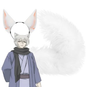 오늘부터 신령님 토모에 코스프레 꼬리 귀세트 여우 꼬리 귀 코스튬 소품B세트