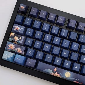 달밤의 연꽃 체리프로파일 138키 영문 PBT 무협 포인트 디자인 동양풍 염료승화 키캡