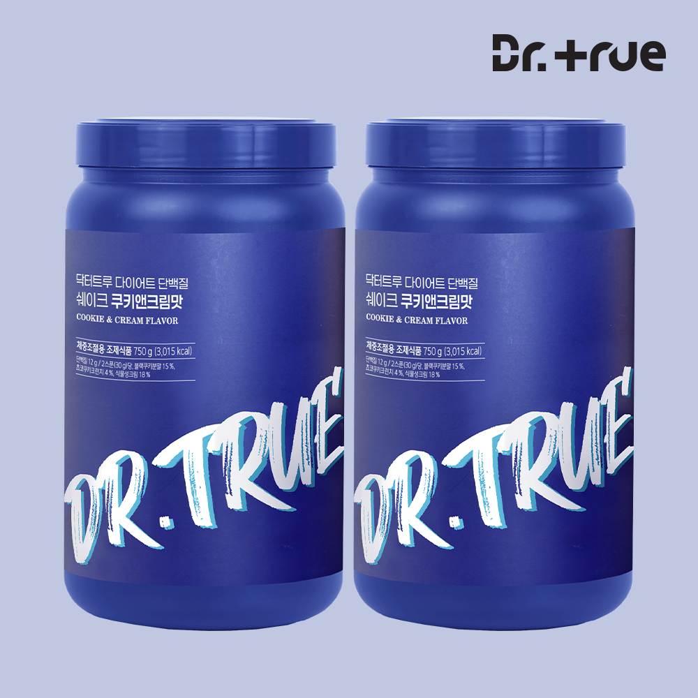 닥터트루 다이어트 식사 산양유 초유 단백질 쉐이크 보충제 쿠키앤크림맛, 750g, 2개