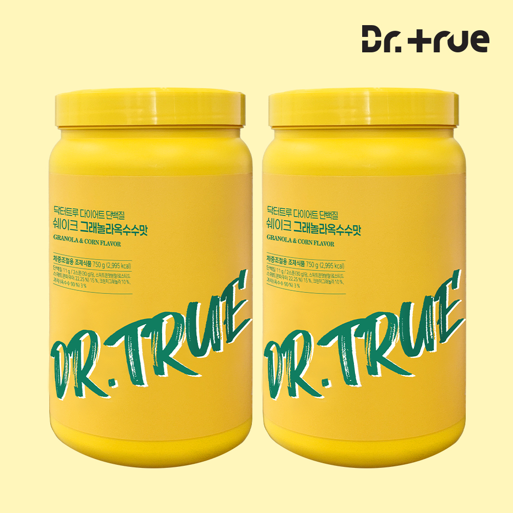 닥터트루 다이어트 식사 산양유 초유 단백질 쉐이크 보충제 그래놀라옥수수맛, 750g, 2개