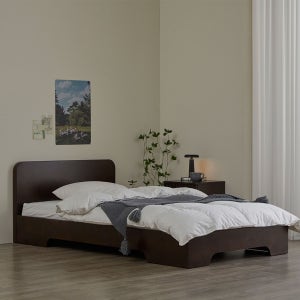 퍼니코 벤 라운드 SE0등급 고무나무 원목침대 프레임 매트리스 세트