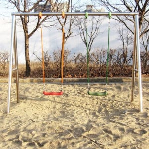 월드스포츠산업 야외놀이터 그네 2인 스텐 WDP-3201