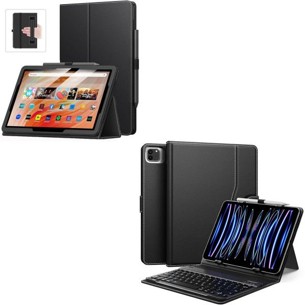 키보드와 케이스가 있는 MoKo 유니버설 태블릿 케이스, 완전히 새로운 Amazon Kindle Fire HD 10 & Plus 태블릿에 맞습니다