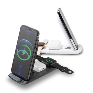 Coms 나비 올인원 무선 충전기 블랙 갤럭시워치용 IWHERE 무선충전패드 USB 전원 AC DC 스마트폰 태블릿 CY2002