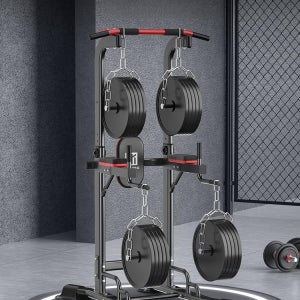 운동기구 크로스핏 치닝 디핑 머신 철봉 턱걸이 홈트 단일대-검정라켓줄