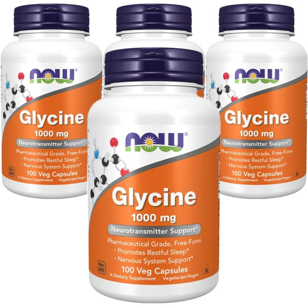나우푸드 글리신 글라이신 <b>Glycine 1000mg</b> 100정 베지 캡슐 4개