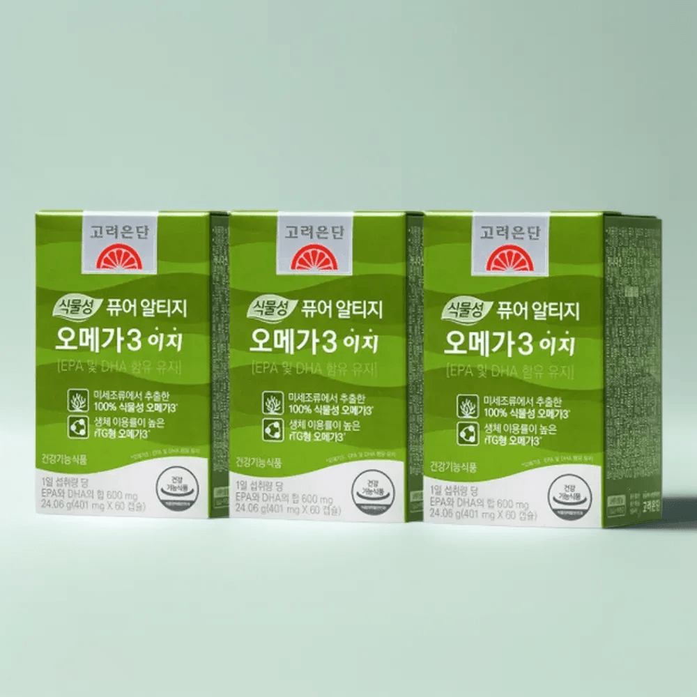 고려은단 식물성 <b>알티지오메가3 이지</b> 60캡슐 3박스