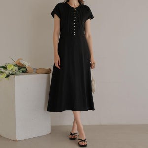 [한정수량 SALE]버튼핀턱 린넨원피스