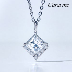 [캐럿미]18kGF 시뮬럿다이아 2캐럿 스퀘어 모이사나이트 목걸이 실버925