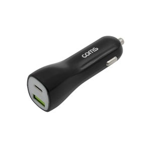 Coms 차량용 시가잭 고속 충전기 Black USB 3.1 Type C C타입 12V~24V 45W 퀄컴 퀵차지 QC 3.0 LS191