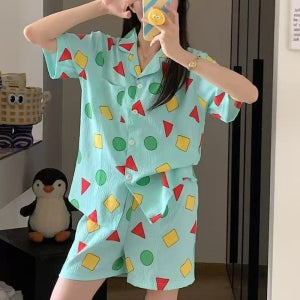 (3694) 반반 귀염뽀짝 어푸피 상하세트 파자마 이제는 준비할때 여름 여성용 잠옷 데일리 홈웨어