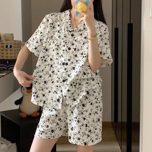 (3696) 반반 귀염뽀짝 주페른 상하세트 파자마 이제는 준비할때 여름 여성용 잠옷 데일리 홈웨어