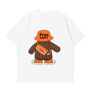 디자이너반팔 트렌드 븬랜드 티셔츠 오버사이즈 반팔 Free happy 유니섹스 2종컬러 S-3XL