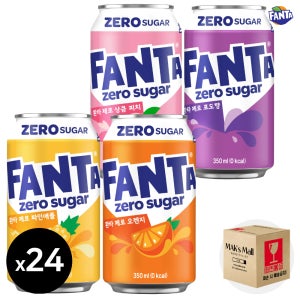 환타 제로 파인애플 오렌지 포도 복숭아 350ml 24캔세트 각6개씩 뚱캔 캔음료 음료수