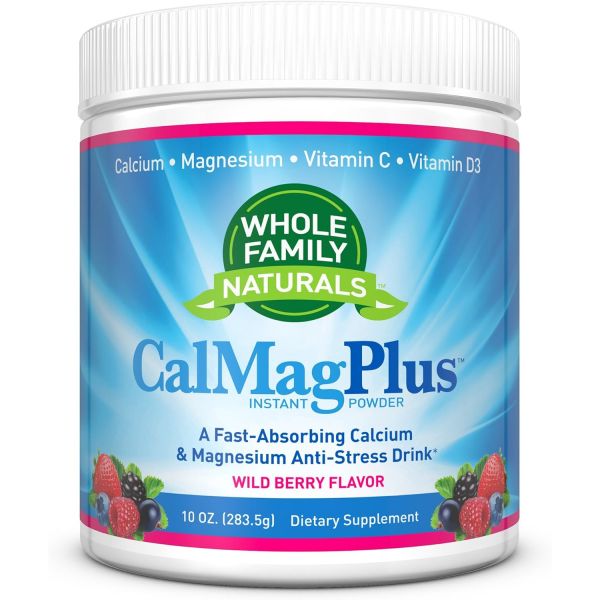 마그네슘 피로 칼슘 분말 비타민 C D3 함유 <b>CalMag Plus</b> 글루텐 프리 비 GMO 와일드 베리 맛 자연 진정 Cal Mag 음료