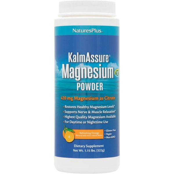 마그네슘 <b>피로</b> NaturesPlus KalmAssure 분말 1.15파운드 2팩 오렌지 맛 합니다 비 GMO 글루텐 프리 비건 총 120인분
