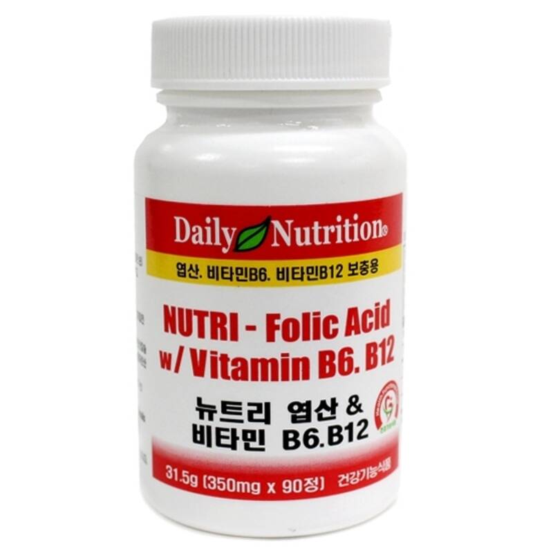 뉴트리 <b>엽산</b> 비타민B6 비타민B12 (350mg90정)
