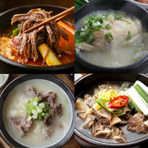 청정식당 한우100% 4종세트 2.6kg 우족탕 갈비탕 육개장 삼계탕 30시간 우려낸 곰탕