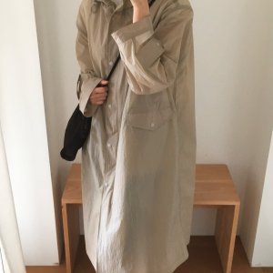 모아니 써머 후디 레인 코트 - 바람막이 롱점퍼 후드 비옷 아우터 여성 여름 오버핏