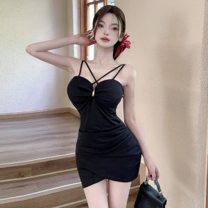 섹시 나시 원피스 미니스커트 오프숄더 프렌치 스타일 화이트 블랙 핑크
