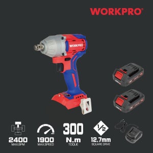 [공식몰] 워크프로 20V 충전임팩렌치세트 300MN 2400BPM 2.0ah 배터리2개 WP390203