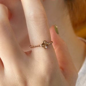 14k 18k 컷팅 클로버 볼 반지 행운 선물