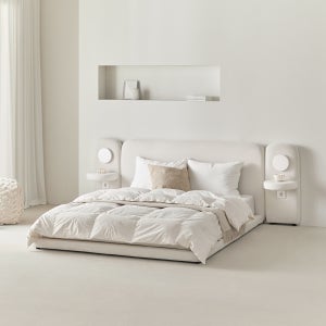 퍼니코 빈 슬림형 패브릭 호텔 침대프레임 매트리스 세트