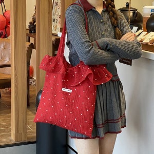 프릴 블랙 화이트 플라워 잔꽃 포인트 숄더백 미니백 3color