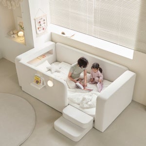 퍼니코 키노 데이베드 아쿠아텍스 패브릭 LED 조명 아기침대 프레임 매트리스 세트