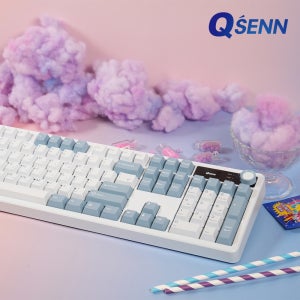 QSENN Q104 LCD 풀윤활 가스켓 유무선 기계식 키보드 슈팅스타, 하이무저소음바다소금