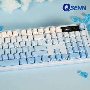 QSENN Q104 LCD 풀윤활 가스켓 유무선 기계식 키보드 그라데이션블루소다, 하이무저소음딥블루