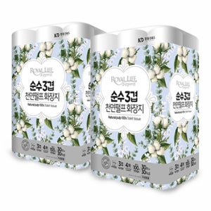 천연펄프 순수 3겹 화장지(30m x 30롤) 2팩 총 60롤 두루마리 휴지