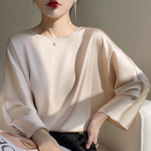 실크 브라우스 여자 티셔츠 여름 루즈핏 여성 셔츠 새틴 블라우스