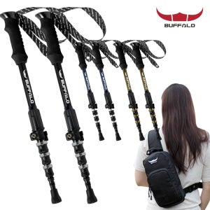 버팔로 써밋엑스 P&P 5단 자동 등산스틱 2개1세트 한국생산 크로스백세트