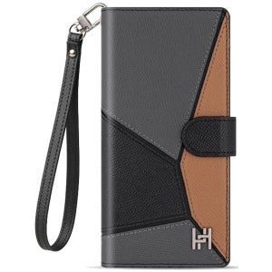 아이폰 7 케이스 콤비 카드 지갑 천연가죽 지퍼 블랙앤그레이 (KGS), 아이폰7