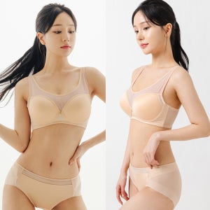비너스 여성 빅사이즈 노와이어 브라 팬티 세트 A B C D E F 컵 보정 몰드 3/4컵 살색 스킨색 JBRA007S