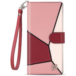 엘지V40 씽큐 케이스 콤비 카드 지갑 천연가죽 지퍼 핑크와인 (KGS), LG V40 ThinQ