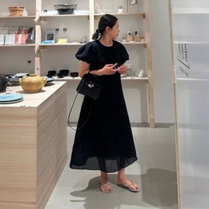 (빅세일/블랙당일) 25SS 해브 (헤브) 엠버 누아 자가드 원피스 퍼프 볼륨 A라인 하객룩 롱원피스