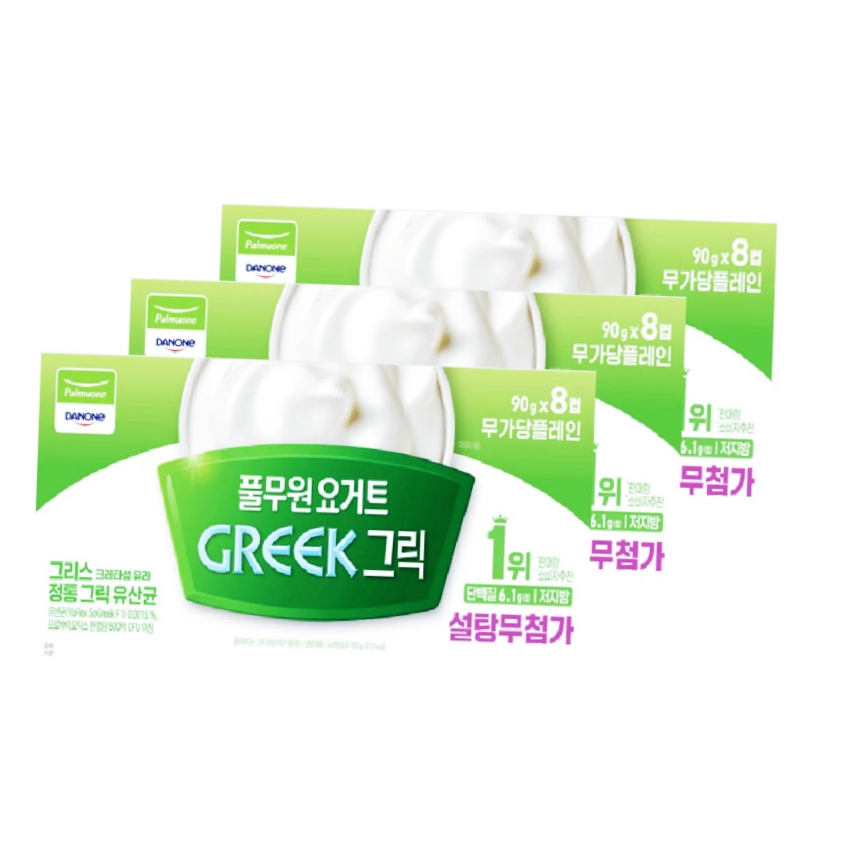 <b>풀무원 다논</b> 그릭요거트 무가당 플레인 90g 24개 코스트코 플레인 요거트