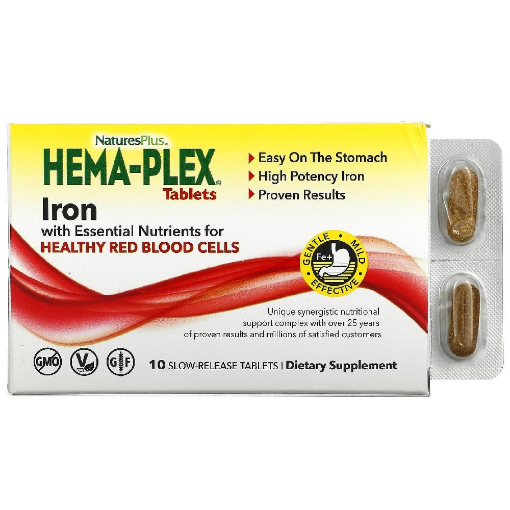 네이처스플러스 <b>헤마</b> <b>플렉스</b> Hema Plex Iron 아이언 철분 함유 타블렛 <b>10정</b>