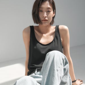 W_씬 져지 U넥 데일리 슬리브리스 (115gsm) LJK2053