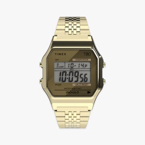 타이맥스 T80 골드 스틸밴드 남녀공용 디지털시계 34mm TW2R79200