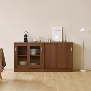 룸앤홈 발트 주방 홈카페 수납장 하부장 세트 (일반+유리 하부장)