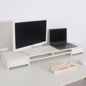 어반데코 모니터받침대 화이트1200 4서랍형 모니터거치대 TV받침대