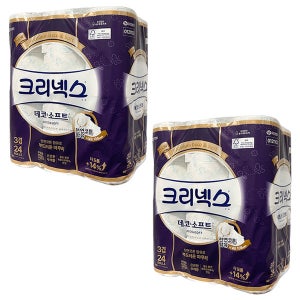 유한킴벌리 크리넥스 화장지 3겹 데코&소프트 휴지 35m, 24롤, 2팩