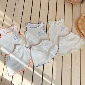 츄아랜드 유아동 꽃자수나시 물결날라리 상하세트