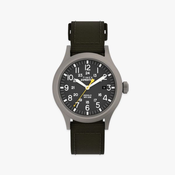 타이맥스 익스페디션 스카우트 카키스트랩 인디글로 백라이트 시계 40mm T49961