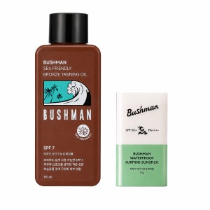 부쉬맨 씨프렌들리 브론즈 태닝오일 190ml SPF7,워터프루프 서핑 선스틱 20g SPF50+ PA++++ 2종 세트