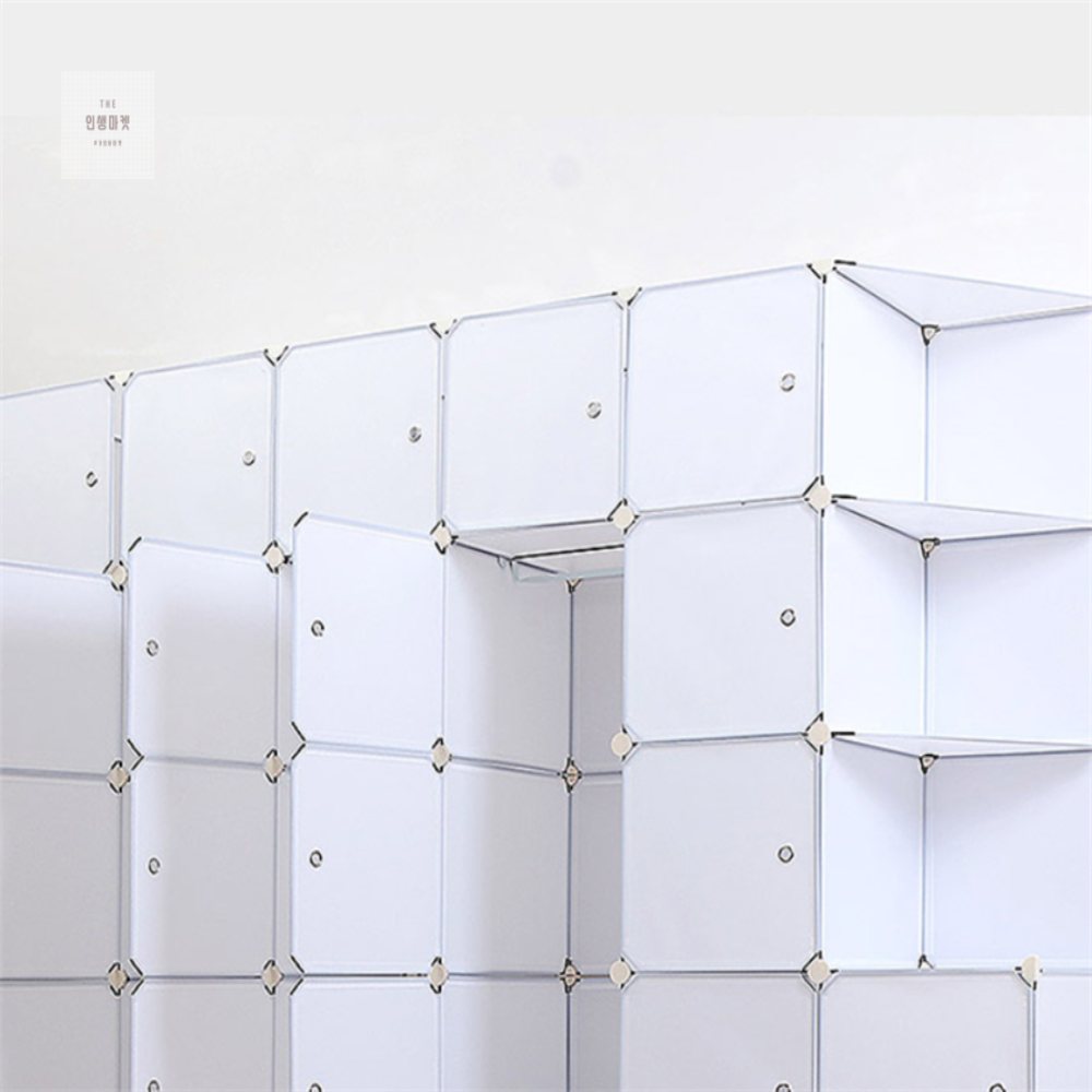<b>인생</b>마켓 DIY 화이트선반옷장 210x175cm 옷수납함 옷수납박스